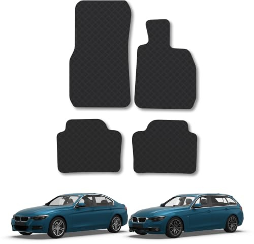 Compatible with BMW 3 Series (2012-2019) [Touring] 3mm Rubber Car Mats | Tailored Fit Durable Floor Mats Full Coverage Protection Waterproof Accessories Easy Clean Anti Slip Made in the UK