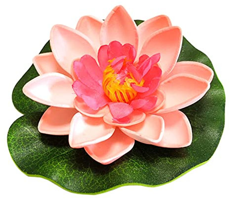 Anawakia 5 Stück Künstliche Pflanzen Teichpflanzen Lotus künstliche lotusblüte Lotusblatt Seerose künstliche Blumen Wasserlilie Schwimmend Lotusblüte Simulation Seerose 10 cm (Hell-Pink)