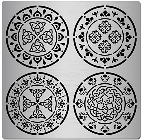 GORGECRAFT Modèle de peinture de symbole Viking en acier inoxydable réutilisable pour pochoir en métal de 6,3 pouces pour la peinture, la combustion du bois, la pyrogravure et l'artisanat de gravure