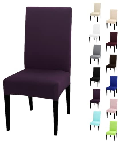 eventkauf Stuhlhusse Stretch elastischer Stuhlüberzug Esszimmer Stuhlbezug Dehnbar Hochzeit Hussen bi-Elastic Spannbezug, 1 Stück (Pflaume)