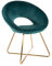 Baroni Home Gepolsterter runder Sessel mi goldfarbenem Eisenbeine, Büro- ode Esszimmersthul, bequem mit ergonomisch Sitzfläche, Petrolbalu, 71x59x84 cm