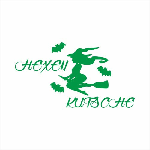tradercat Auto Aufkleber Hexen Kutsche - 15cmx10cm - Sticker für alle Oberflächen - Fenster, Seitenspiegel, Heckscheibe, Motorhaube, Fahrzeug – mit Anleitung (Grün)