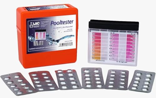 Kit medidor del pH y cloro o bromo para el analisis del agua de la piscina. Pooltester de 60 pastillas.