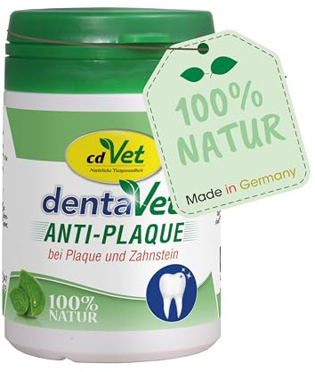 dentaVet Anti-Plaque Pulver 50g für Hunde und Katzen - Natürliche Zahnpflege & Zahnreiniger gegen Zahnbelag
