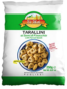 Snack Tarallini ai Semi di Finocchio con Olio Extra Vergine di Oliva - Senza Olio di Palma (360 Kg - 80 Box da 18 confezioni di 250 g)