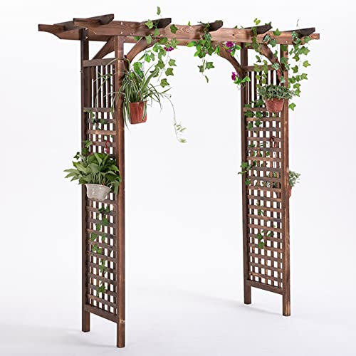 OURECO Solid Firwood Garden Pergola with Planter Outdoor Structures Lawn Wooden Pergola Entryway Arch Arbour Trellises Planter Natural Tan Finish (Color : Square)