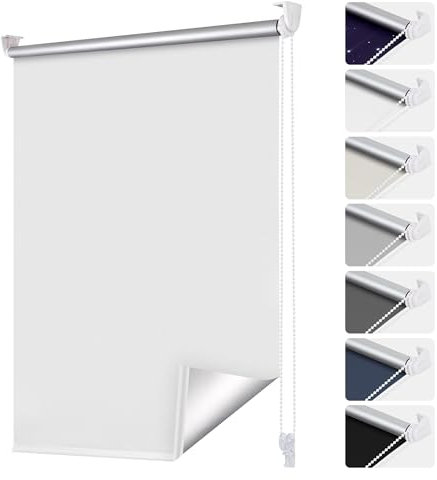 smartdemo Verdunklungsrollo ohne Bohren & mit Bohren, Klemmrollo Fensterrollo Weiß 110x130cm(BxH), Thermorollo Sichtschutz und Sonnenchutz, Klemmrollo rollos für Fenster & Tür