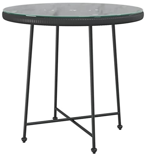 Makastle Glastisch Bistrotisch Ø80cm Rund Balkontisch Gartentisch mit Glasplatte und Stahlrahmen, Garten Esstisch Wetterfest Terrasse Balkon Beistelltisch Tisch, Hartglas und Stahl