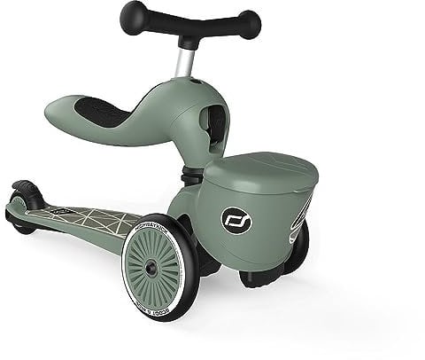 Scoot & Ride Highwaykick 1 Lifestyle 2in1 Kickboard/Scooter und Rutscher, Farbe: Green Lines, für Kinder von 1 bis 5 Jahren, 96604, 57-64 cm