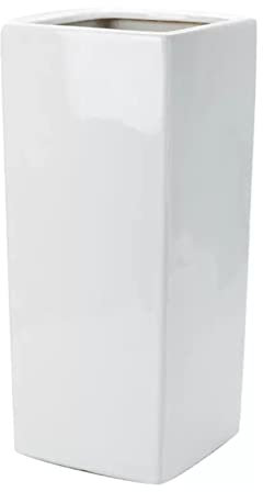 Pot De Fleur Exterieur Jardinière en céramique Rectangle Pot de fleurs Grand cube Pot de fleurs de jardin for extérieur Commercial Résidentiel Grande plante Patio Terrasse et arrière-cour, Blanc Pots