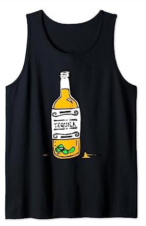Tequila-Flasche mit grünem Wurm Oldschool-Grafik Tank Top
