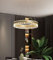 Bellastein LED Hängeleuchte Neuer moderner High-End Restaurant Pendelleuchte Ring Kronleuchter mit Kristallform Acryl Dimmbar Fernbedienung Einstellbares Rundes Deckenlampe (Gold)