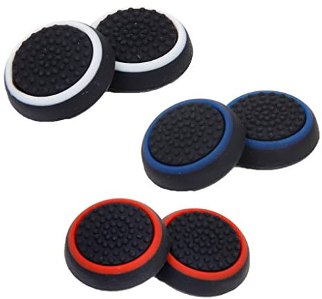 Tiuimk Tapas universales de doble color no brillantes para botones de joystick – blanco, rojo, azul para control de PlayStation 4 PS4/PS3/PS2 – Protección contra el polvo, fácil reemplazo