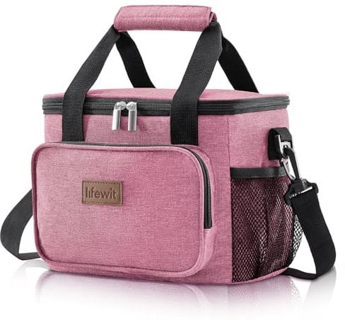 Lifewit Bolsa Termica Porta Alimentos 8.5L(12 Latas), Bolso Comida Trabajo Hombre y Mujer, Lunch Bag para Lonchera, Pequeña Bolsas Nevera Portatil para Playa, Viaje, Work, Rosa