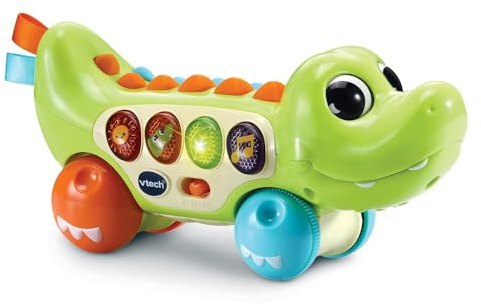 VTech - Rouli Krokodil zum Rollen, musikalisches und sensorisches Lernspielzeug, interaktives Tier, Geschenk für Babys ab 6 Monaten – Inhalt auf Französisch