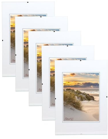 KM FOTO Set 3er 5er Rahmenlose Bildhalter Glasbildhalter Bilderrahmen Cliprahmen Klarglasrahmen Fotopräsentation: Format: 5er 29,7x42 A3