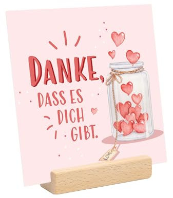 younikat Danke, dass es Dich gibt - Geschenk Krankenschwester Altenpflege Freundinnen Kollegen Mitarbeiter I 15 cm auf Holzsockel I Dankeschön I dv1345