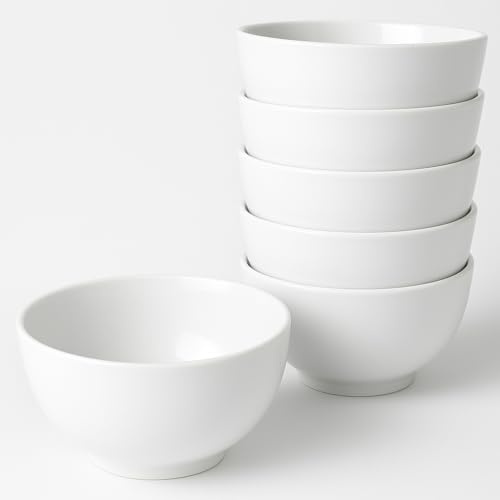 Taza Cuenco aperitivo cerámica bowl PORCELANA BLANCO Cuencos de Cocina Tazones de Cereales Blanco, Ensaladeras, Cuencos de Ceramica Sopa, Postre, Helado, Snack (PACK 6-15 X 8 CMS)