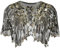 BAOKELAN Frauen 1920er Schal Pailletten Perlen Abend Cape Retro Wraps Schal Cover Up für Hochzeit Party Brautkleid Schwarzes Gold