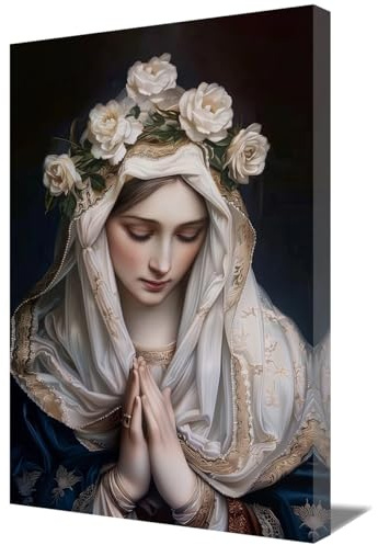 ZQQART Jungfrau Maria Leinwand Wanddrucke Madonna Betendes Heiliges Porträt Mutter Maria Hält Jesuskind Gemälde Katholisches Bild Christliche Kirche Religiöses Dekor (A,30x45cm)