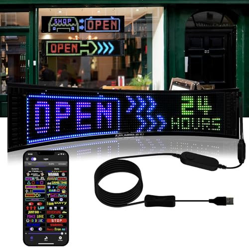 XAXVSTS Panneau Affichage LED | 59 X 12 cm | Plaque led Lumineux Message Voiture USB 5V | Personnalisable,Flexible,Programmable Display App Bluetooth | camion, magasin,publicitaire