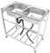 Lavabo multifonction en acier inoxydable commercial double évier en tissu évier de cuisine autonome évier de cuisine portable