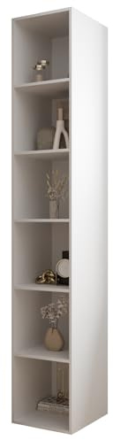ABIKSMEBLE Libreria Inova 1 - Libreria con scaffale a colonna - Mobile contenitore - per Soggiorno, Camera da Letto, Cameretta - 236,7x40x45cm - Bianco