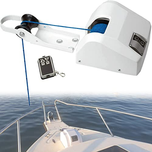 Marine Anchor Winch Saltwater Boat Anchor Windlass Kit - Electric Anchor Winch with Wireless Remote Control, Heavy Duty Towing Winches for Fishing Boat Pontoon Boat, Anchors Up to 25 LBS