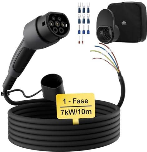 dé Typ 2 Ladekabel offenes Ende 7kW [1-Phasen| 10m| 32A] Freiem Kabelende für Wallbox/Ladestation Ersatzkabel