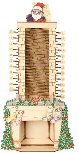 Santa Chimney Adventskalender 2025 Holz Zahl Tischkalender Weihnachten Advent Countdown Kalender Santa Down The Chimney Countdown Adventskalender Weihnachtsmann Home Office Dekoration Kalender