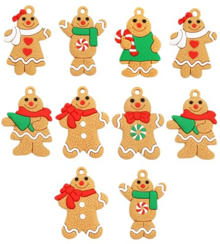 Cabilock 10st Christbaumschmuck Weihnachtsschmuck Lebkuchenmann Anhänger Weihnachtsbaum-Tags Urlaub Baumschmuck Weihnachtsbedarf Lebkuchenmann Hängende Verzierung Christbaumkugel PVC