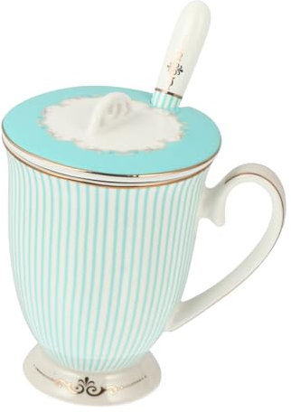 SHOWERORO Set Di Tazzine Da Caffè in Ceramica Tazze Portatili Coperchio E Cucchiaio Tazza D'acqua Creativa Bevande Calde E Freddo