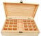 Anktily Unlackierte Aufbewahrungsbox aus Holz mit Deckel/25 Fächern, 27,5 x 15,2 x 8,5 cm, unlackiertes Holz, Box für kleine Andenken, Schmuck, Teebeutelhalter