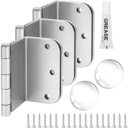 KBH APPLICATIONS 3-Pack Contemporary Offset Door Hinges, Brushed Nickel, Metal, 3.5 Inch, 5/8 Radius Corner, Swing Clear, Heavy Duty Hardware