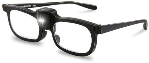 Lupa 200% con Luz LED, Gafas de Aumento con Iluminación, Visión Clara y Manos Libres para Trabajo Cercano, Joyería, Lectura, Manualidades y Pasatiempos, Personas Mayores