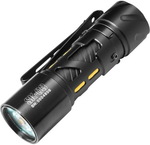 LOOP GEAR SK03 Rechargeable EDC Torch - 1000 Lumens LED, 120m, 6 Modes (Turbo/Strobe) + 4 Color Side Light, Ultra-Compact Pocket Flashlight for Camping, Hiking, Night Walks