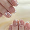 White French Tip False Nails Short Medium Square Nails Press ons, SXVME Spring White Flower Press on Nails with Cute Design Medium Size Fake Nails Glossy Stick on Nails for Women Manicure Art 24 Pcs