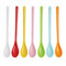 FunWorth Juego de cucharas de plástico, 7 piezas de cucharas de plástico con mango largo para huevos, cucharas para mermelada que no gotean, colores coloridos, ideales para yogur, helado, café