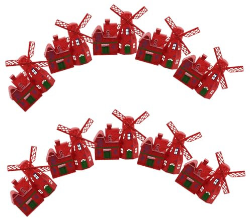 NAMOARLY 10pcs Vintage Hausdekor Dekorative Windmühle Mini-windmühle Rot Plastik