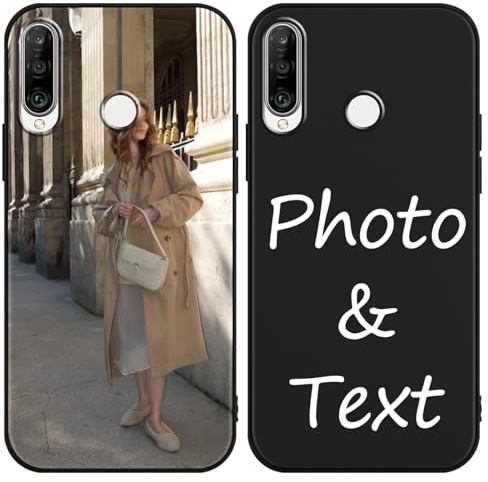 Kivlclri Personalisierte Handyhülle für Huawei P30 Lite 6,15'', Personalisiert Hülle mit Selbst Gestalten Eigenem Bild Motiv Foto Schutzhülle, Individuelle Design Case für Huawei P30 Lite,Schwarz