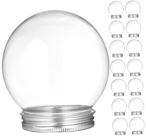 BESPORTBLE Selbstgemacht Schneekugel 9 Stück Runde Kunststoffflaschen mit Schraubverschluss Bastelset für Kinder und Erwachsene Kreatives Schneekugel Basteln 270ml Transparente Bonbongläser