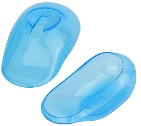 2 Pcs Protège-Oreilles Réutilisables, Couvre-Oreilles en Plastique Étanches et Anti-Taches - Pour Coloration, Shampooing, Douche, Salon (Bleu)