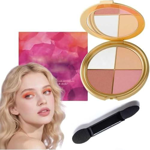 Highlighting Eye & Cheek Palette,Eye & Cheek Palette - Eyeshadow And Highlighter Makeup,4-In-1 Highlight Shades Makeup For Blush,Create Perfect Facial Contours