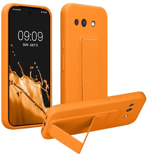 kwmobile Handyhülle für Google Pixel 10a Hülle - TPU Silikon Case mit Fingerhalter und Stand - Schutzhülle Cover in Fruity Orange