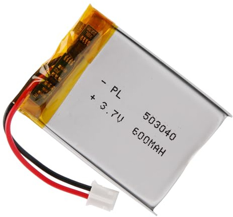3.7V 600mAh 503040 Lithium Polymer Lipo Rechargeable Battery with PH 2.0mm Connector for Bluetooth Speaker, Dash Cam, Smart Home Devices