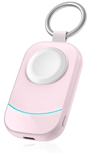 2500mAh Portable Charger with Keyring for Apple Watch (Pink) | Rechargeable Power Bank, Fast Charging, Magnetic, Wireless, Travel Essentials, Gifts for Women, Mom, Wife & Teen Girls