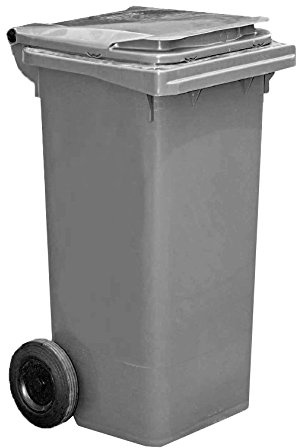 YMBERSA Contenedor Gris Profesional con Tapa y dos ruedas. Especial exteriores. Capacidad 90 Lt