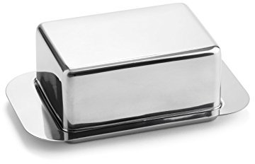 Weis Butterdose groß, Edelstahl, Silber, 19 x 11.5 x 7 cm