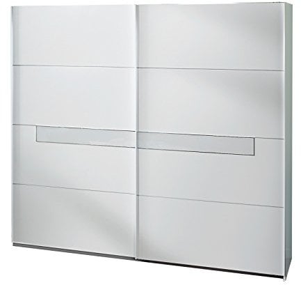 Wimex Kleiderschrank/ Schwebetürenschrank Pamela, (B/H/T) 225 x 210 x 65 cm, Weiß/ Absetzung Glas Weiß und Chrom
