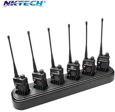 NKTECH 6-Way Universal Rapid Multi Charger For Pofung BaoFeng UV-5R V2 Plus UV-5RA UV-5RB UV-5RE BF-F8HP UV-5RTP TYT TH-F8 Two Way Radio 7.4V Li-ion Batteries Accessories (1-Pack-Black)